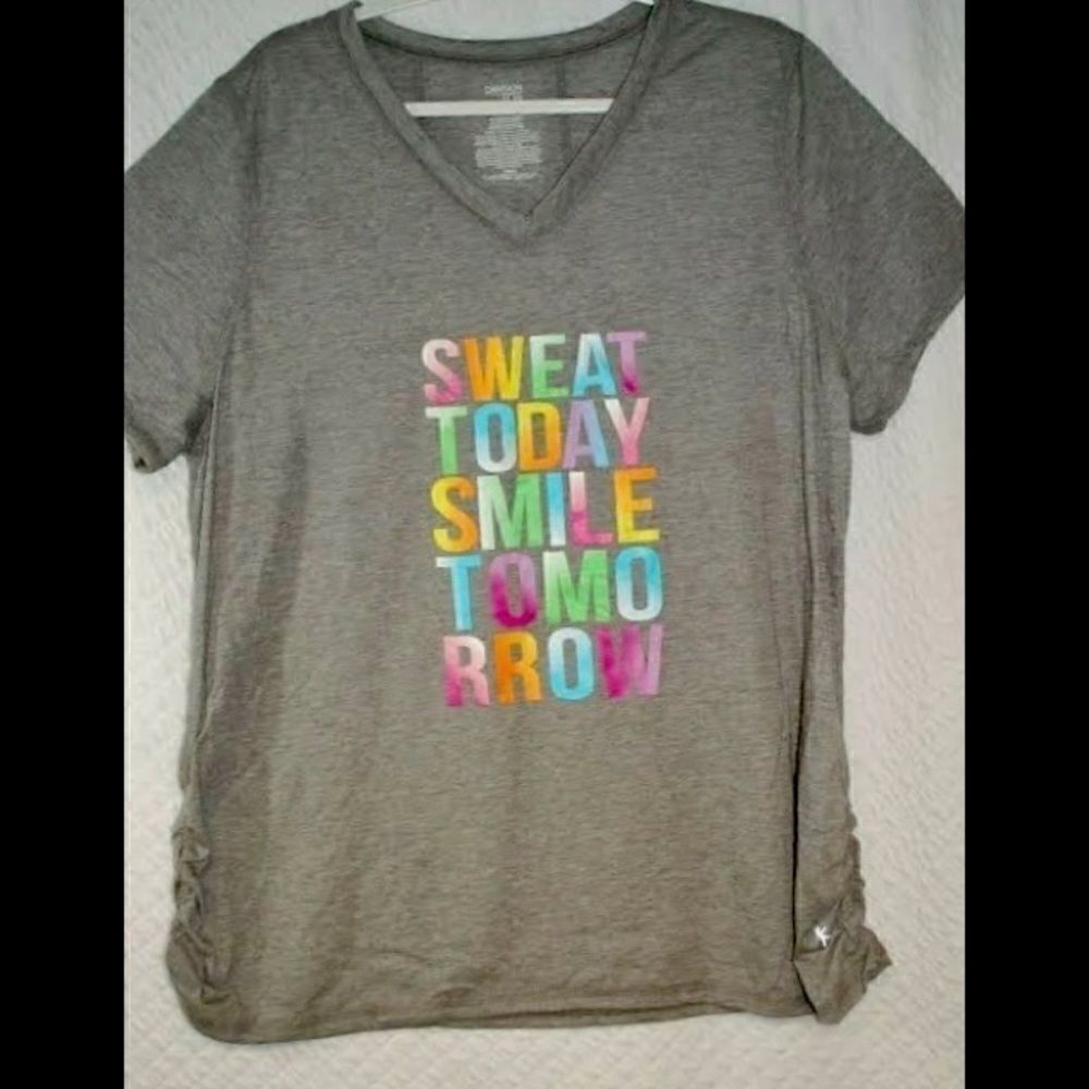 Danskin now Tshirt sweat today smile tomorrow